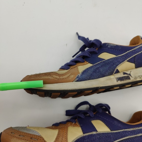 Puma Womens Retro Gorpcore RS 100 R-System Suede Sneakers 7.5 Blue Tan 342589-06 - Picture 8 of 16